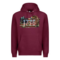 Burgundy Eat. 1776 eagle 4th of july Premium Hoodie - HowdyJamesFarm