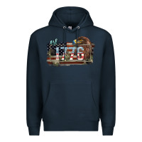 Navy Eat. 1776 eagle 4th of july Premium Hoodie - HowdyJamesFarm
