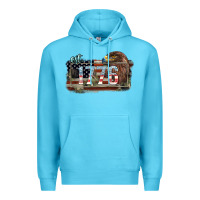 Ocean Blue Eat. 1776 eagle 4th of july Premium Hoodie - HowdyJamesFarm