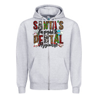 Heather Grey santa's favorite dental hygienist Zipper Hoodie - Jasminsmagicworld