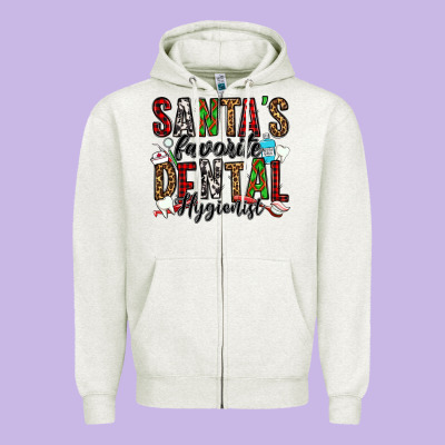Santa's Favorite Dental Hygienist Zipper Hoodie Designed By Jasminsmagicworld