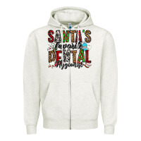 Oatmeal Heather santa's favorite dental hygienist Zipper Hoodie - Jasminsmagicworld