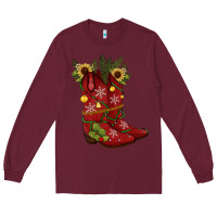 Burgundy Christmas boots Long Sleeve Tee - JahusDesignShop