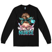 Black nurse life messy bun Long Sleeve Tee - NancyCooperArtShop