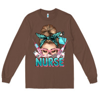 Chestnut nurse life messy bun Long Sleeve Tee - NancyCooperArtShop