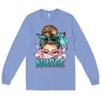 Colony Blue nurse life messy bun Long Sleeve Tee - NancyCooperArtShop