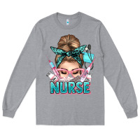 Heather Grey nurse life messy bun Long Sleeve Tee - NancyCooperArtShop