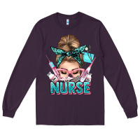 Plum nurse life messy bun Long Sleeve Tee - NancyCooperArtShop