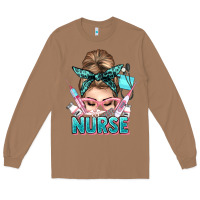 Toasted Coconut nurse life messy bun Long Sleeve Tee - NancyCooperArtShop
