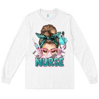 White nurse life messy bun Long Sleeve Tee - NancyCooperArtShop