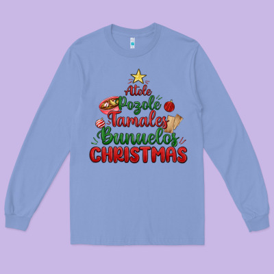 Atole Pozole Mexican Christmas Long Sleeve Tee Designed By Maliassmallbusiness