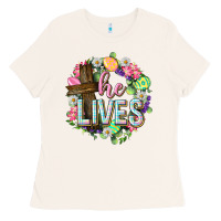 Bone He lives Easter with flowers Ladies Tee - Neo Western