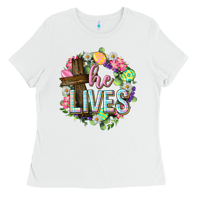 He Lives Easter With Flowers Ladies Tee by Neo Western | Teevron