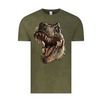 Vintage Olive Tyrannosaurus T Rex Face Vintage Tee - LillyAllenDesigns