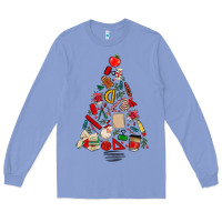 Colony Blue teacher christmas tree Long Sleeve Tee - MaliasSmallBusiness