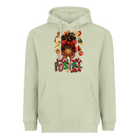 Matcha santas favorite postal worker afro messy bun Heavyweight Hoodie - texasbilliewilder