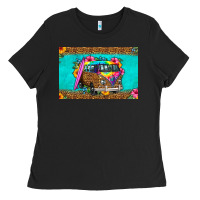 Black hippie van floral skinny metal can holder Ladies Tee - HRA Design Shop