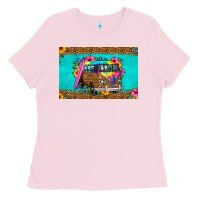 Bubblegum Pink hippie van floral skinny metal can holder Ladies Tee - HRA Design Shop