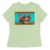 Matcha hippie van floral skinny metal can holder Ladies Tee - HRA Design Shop