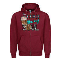 Burgundy cold like my soul with coffee Zipper Hoodie - BarkalooDesign