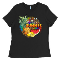 Black hello summer pineapple Ladies Tee - JahusDesignShop