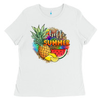 White hello summer pineapple Ladies Tee - JahusDesignShop