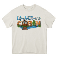 Cream life is better at the cabin Heavy Core Tee - HRA Design Shop