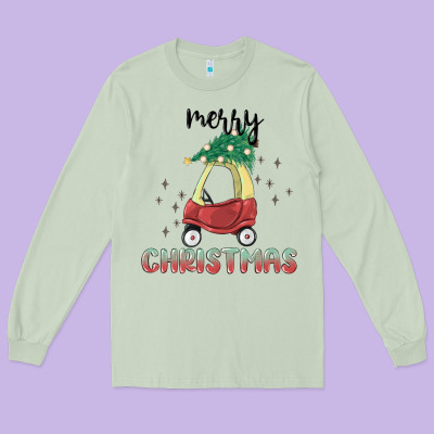 Merry Christmas Kids Car Long Sleeve Tee Designed By Maliassmallbusiness