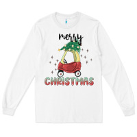 White merry christmas kids car Long Sleeve Tee - MaliasSmallBusiness