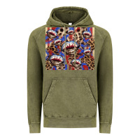 American Flag Lips Leopard Vintage Hoodie | Teevron