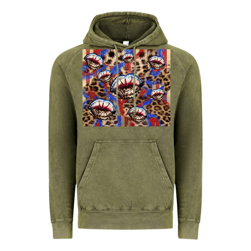 American Flag Lips Leopard Vintage Hoodie by NancyCooperArtShop | Teevron