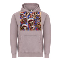 Vintage Zinc american flag lips leopard Vintage Hoodie - NancyCooperArtShop