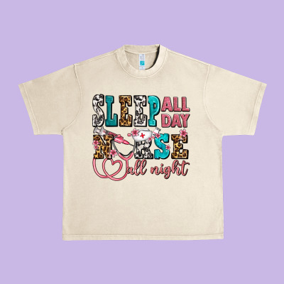 Sleep All Day Nurse All Night Urban Heavy Tee Designed By Adodesignshop