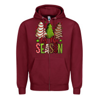 Burgundy tis the season christmas cakes Zipper Hoodie - Jasminsmagicworld