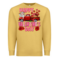 Antique Gold Happy Valentine's day red truck Premium Sweatshirt - HowdyJamesFarm