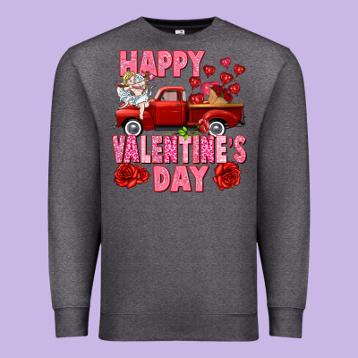 Happy Valentine's Day Red Truck Premium Sweatshirt Designed By Howdyjamesfarm
