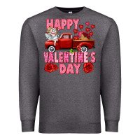 Charcoal Heather Happy Valentine's day red truck Premium Sweatshirt - HowdyJamesFarm