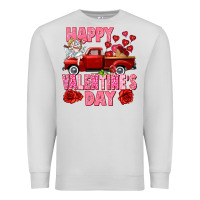 Dove Grey Happy Valentine's day red truck Premium Sweatshirt - HowdyJamesFarm