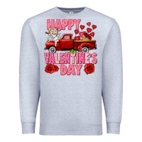 Heather Grey Happy Valentine's day red truck Premium Sweatshirt - HowdyJamesFarm