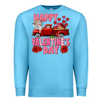Ocean Blue Happy Valentine's day red truck Premium Sweatshirt - HowdyJamesFarm