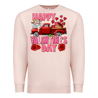 Pale Pink Happy Valentine's day red truck Premium Sweatshirt - HowdyJamesFarm