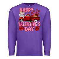 Purple Happy Valentine's day red truck Premium Sweatshirt - HowdyJamesFarm