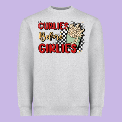 Curlies Before Girlies Heavyweight Sweatshirt Designed By Maliassmallbusiness