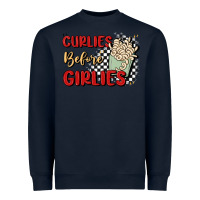 Navy curlies before girlies Heavyweight Sweatshirt - MaliasSmallBusiness