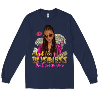 Navy mind the business that pays you afro woman Long Sleeve Tee - NancyCooperArtShop