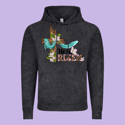 He Is Risen Cross Vintage Hoodie Designed By Barkaloodesign
