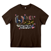 Chocolate Brown american woman Heavy Core Tee - CowhideDigitalArt