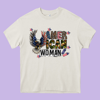 American Woman Heavy Core Tee Designed By Cowhidedigitalart