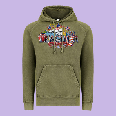 American Teacher Vintage Hoodie Designed By Nancycooperartshop