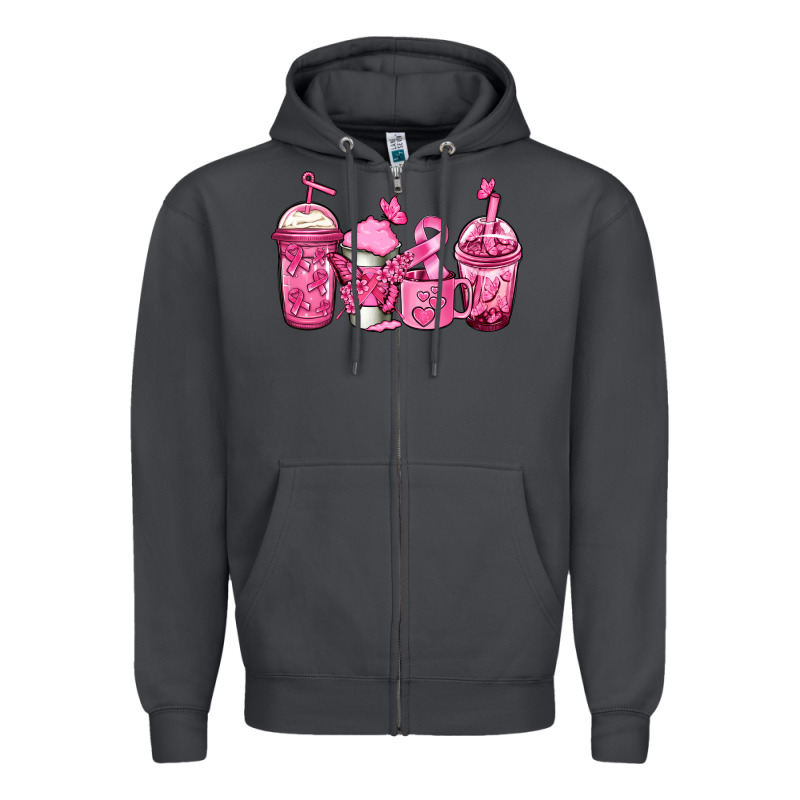 Breast Cancer Coffee Zipper Hoodie by Jasminsmagicworld | Teevron